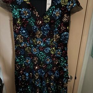 Eva Franco Black and Blue Sequin Dress